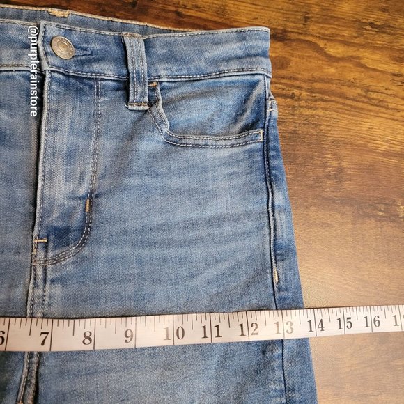 American Eagle Jeans 0 S Jegging Crop Super Hi Rise Medium Light Wash Denim - Picture 8 of 12